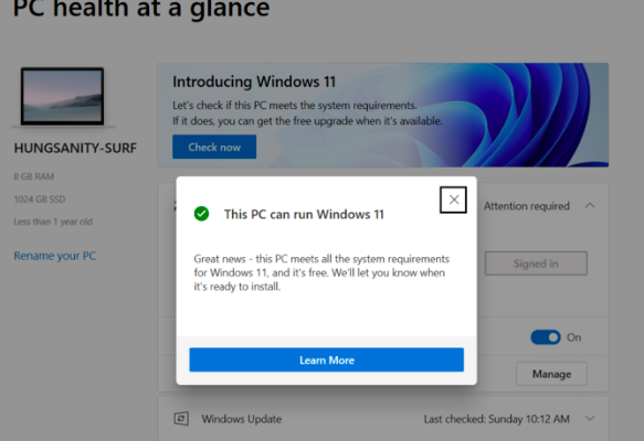 Hướng dẫn kiểm tra máy tính có cài Windows 11 được không